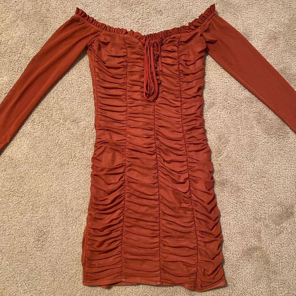Tiger Mist Rust Mesh Dress